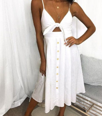 Sleeveless Backless Strap Long Close-fitting Sheath - Outfit Emporium