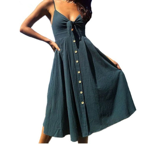 Sleeveless Backless Strap Long Close-fitting Sheath - Outfit Emporium