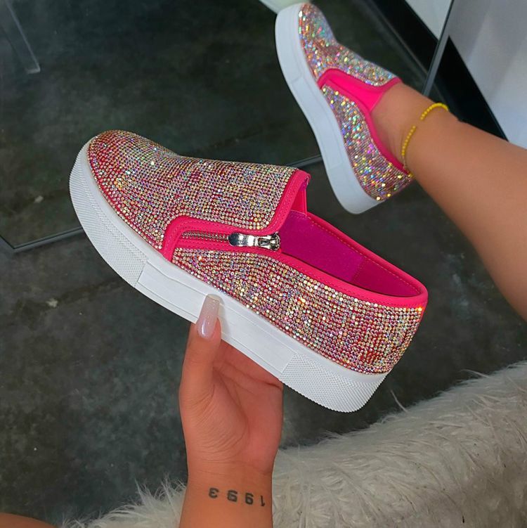 Rhinestone Flat Casual Shoes - Outfit Emporium