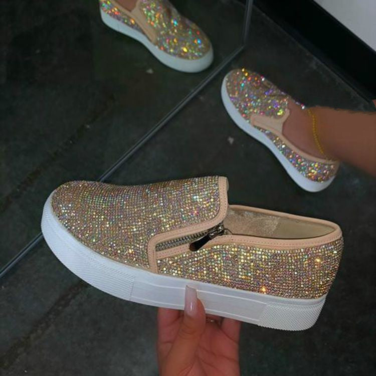 Rhinestone Flat Casual Shoes - Outfit Emporium