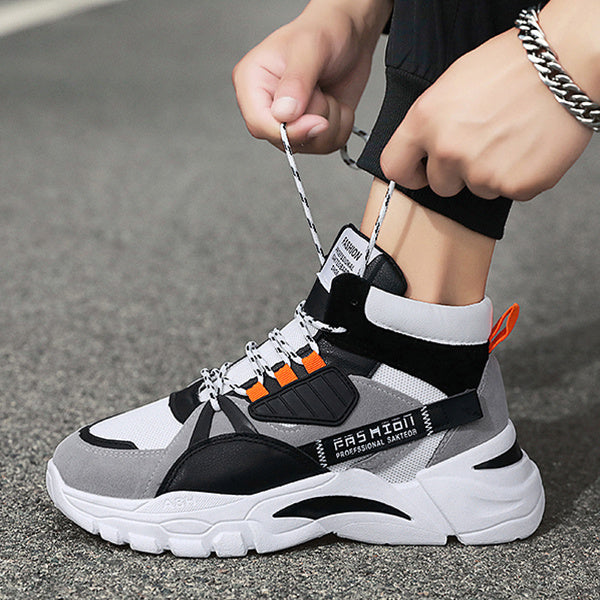 Men's Lace-up Color-matching Sneakers - Outfit Emporium
