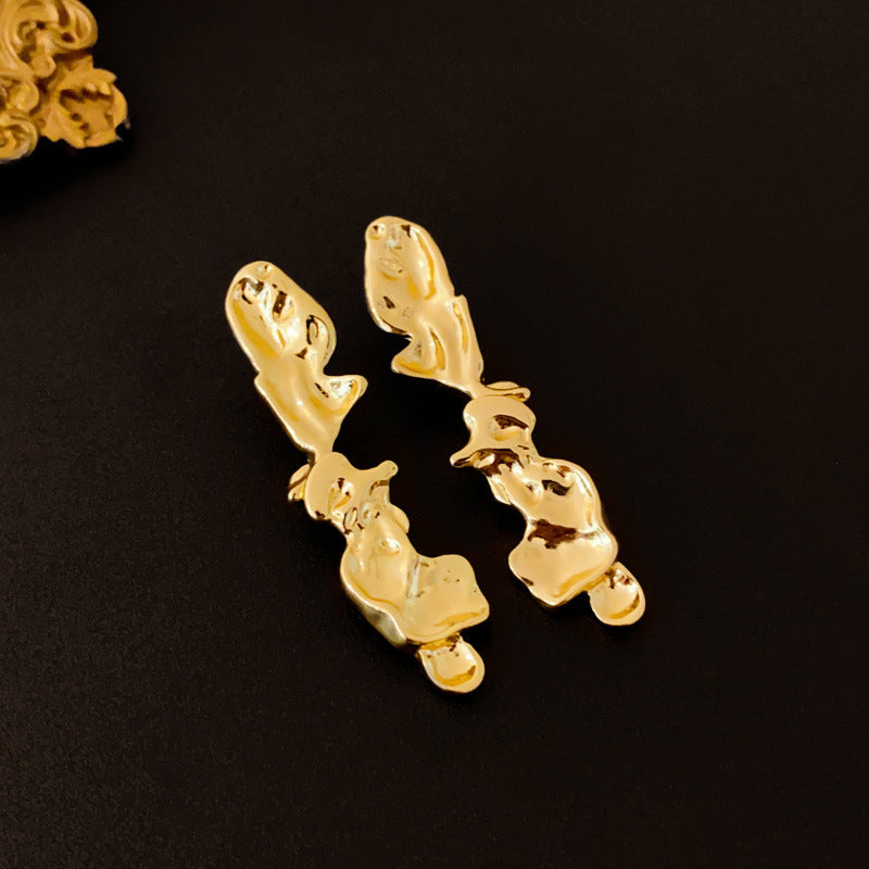 Women's High-grade Metal Lava Irregular Earrings Necklace