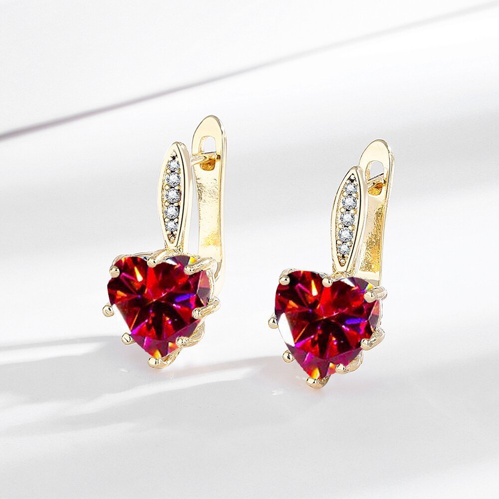All-matching Fashion Multicolor Heart-shaped Zircon Earrings