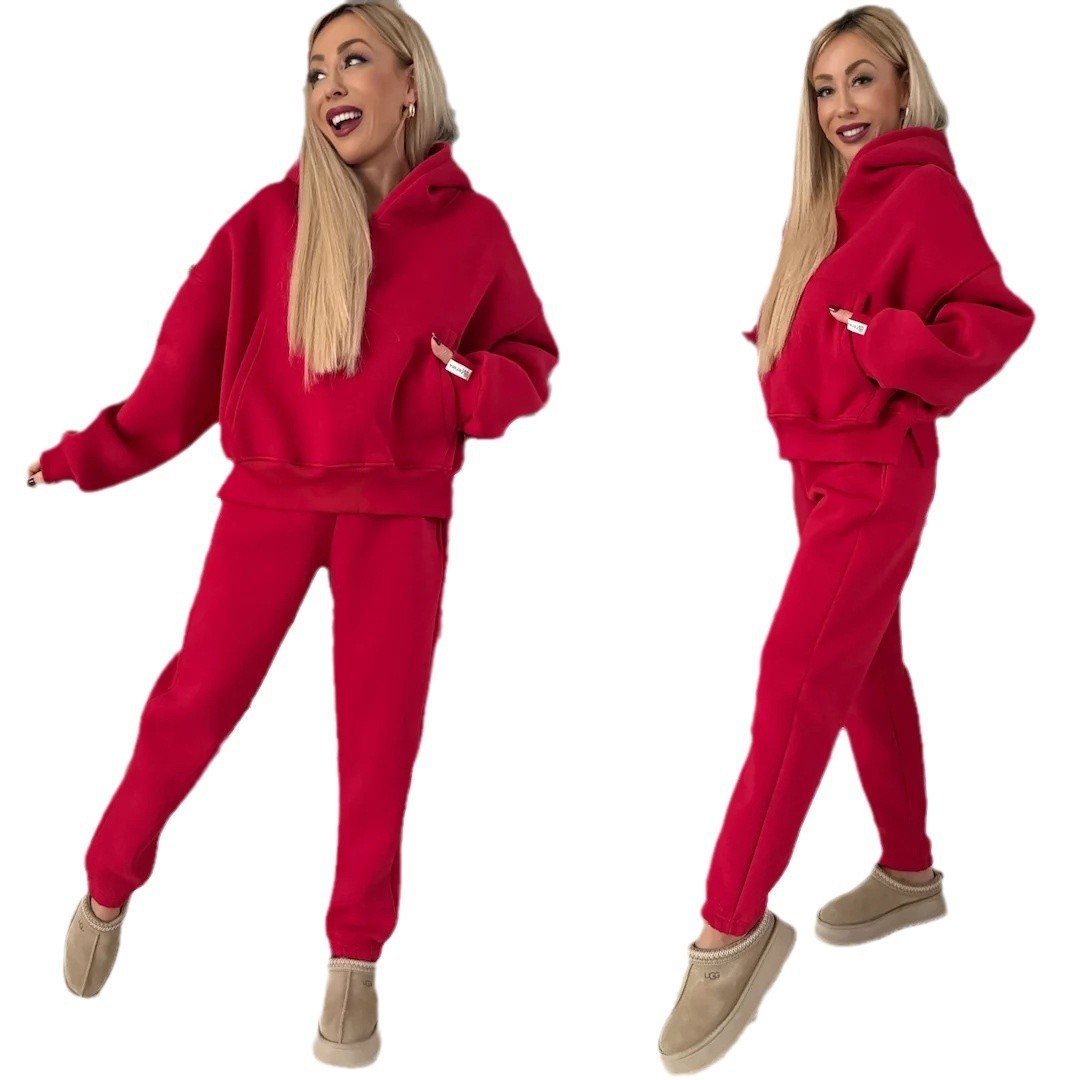 Women's Long-sleeved Hooded Sweater Two-piece Set