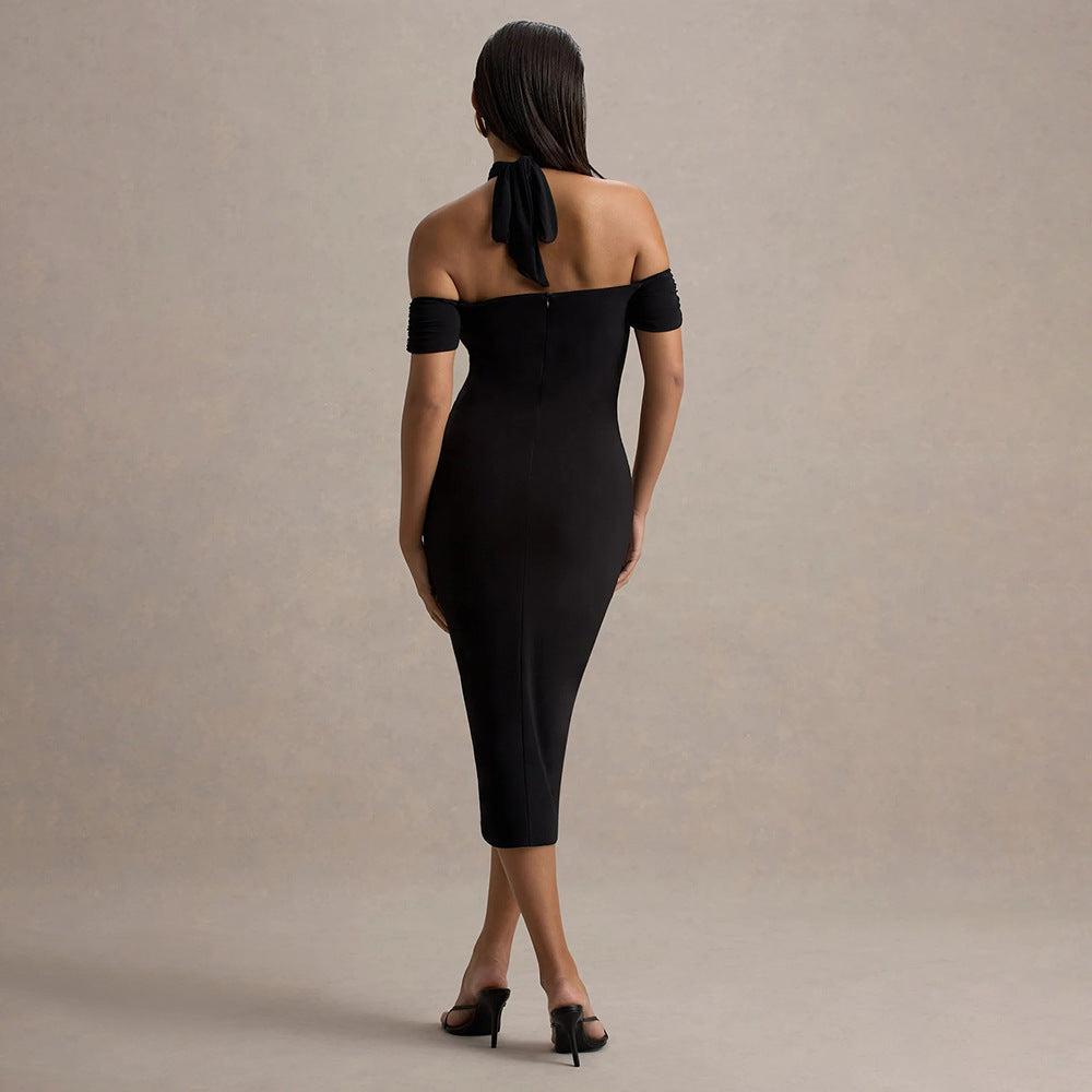 Women's Halter Slim Fit Dress Backless Sleeveless - Outfit Emporium