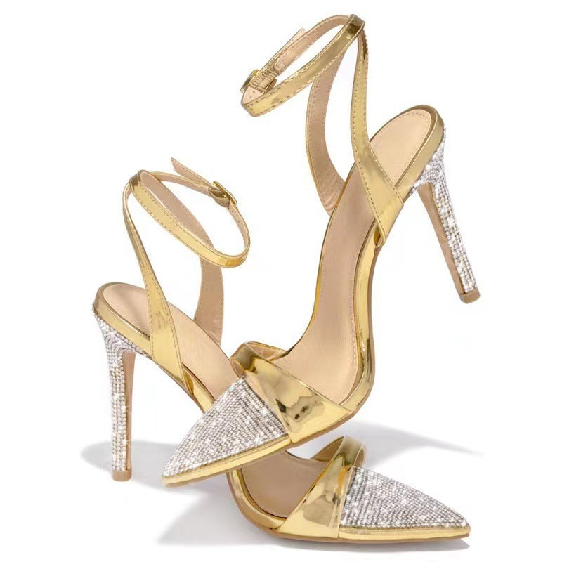Buckle Rhinestone Stiletto Peep for women - Outfit Emporium