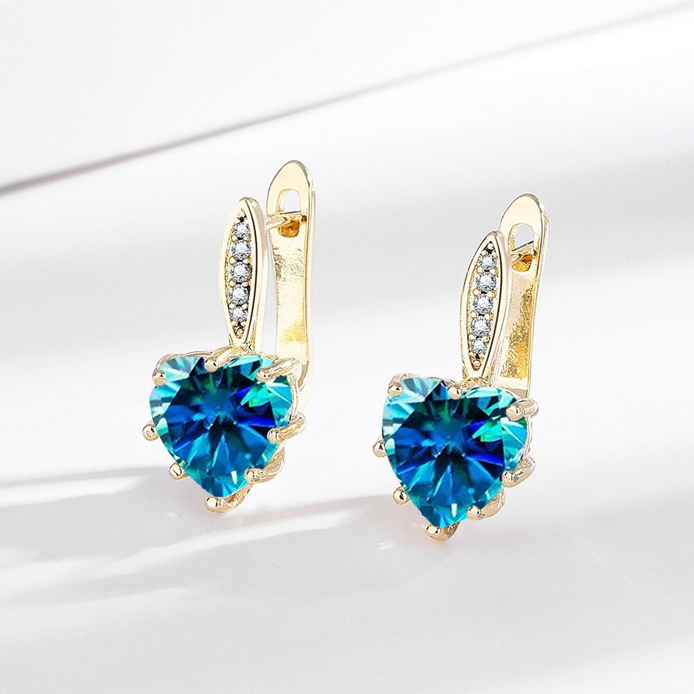 All-matching Fashion Multicolor Heart-shaped Zircon Earrings