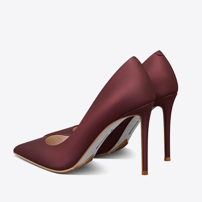 Women's Stiletto Heel Leather Pumps - Outfit Emporium