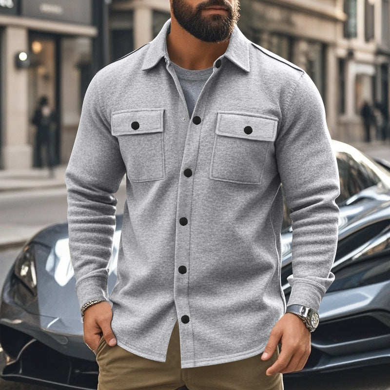 Men's Lapel Multi-pocket Single-breasted Jacket - Outfit Emporium