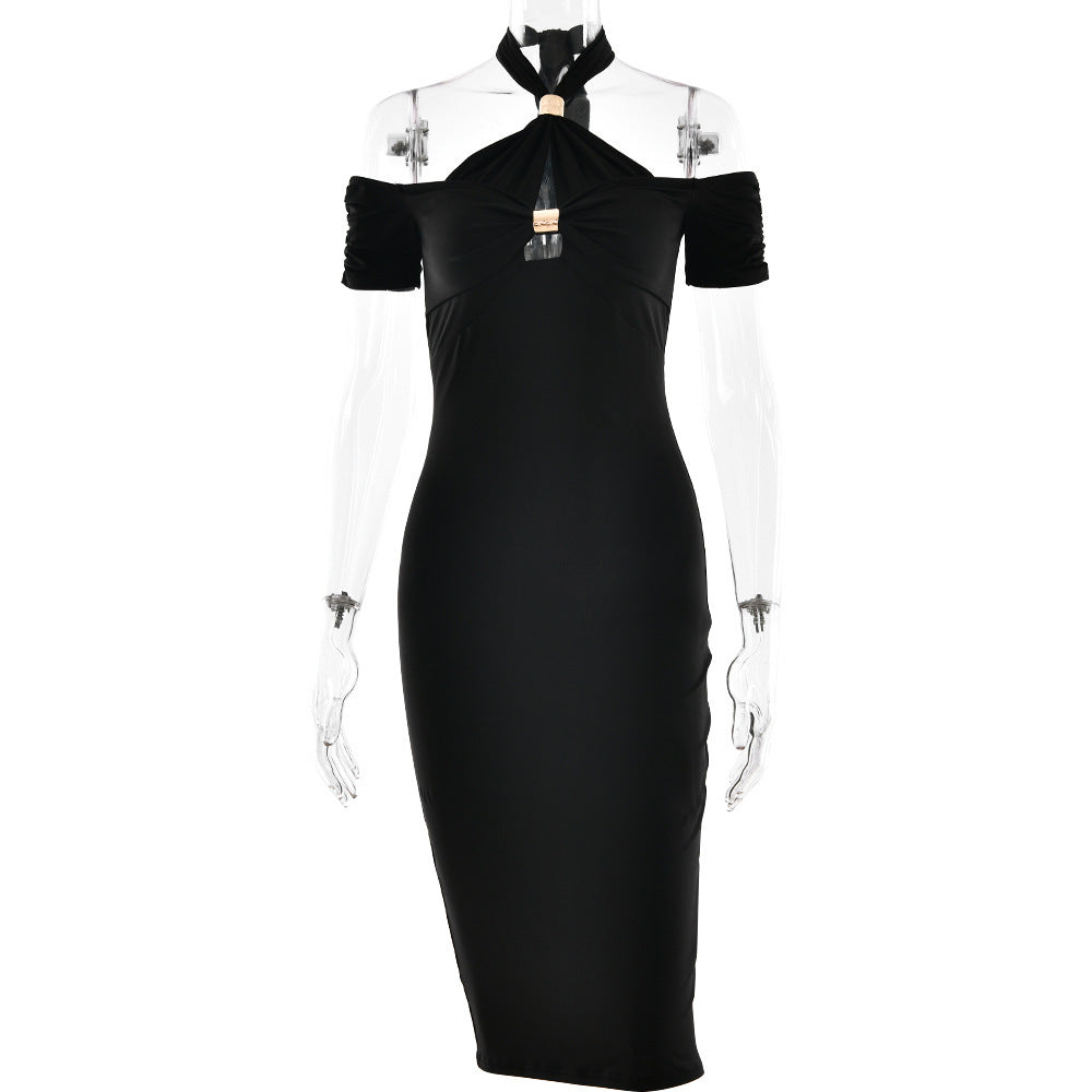 Women's Halter Slim Fit Dress Backless Sleeveless - Outfit Emporium