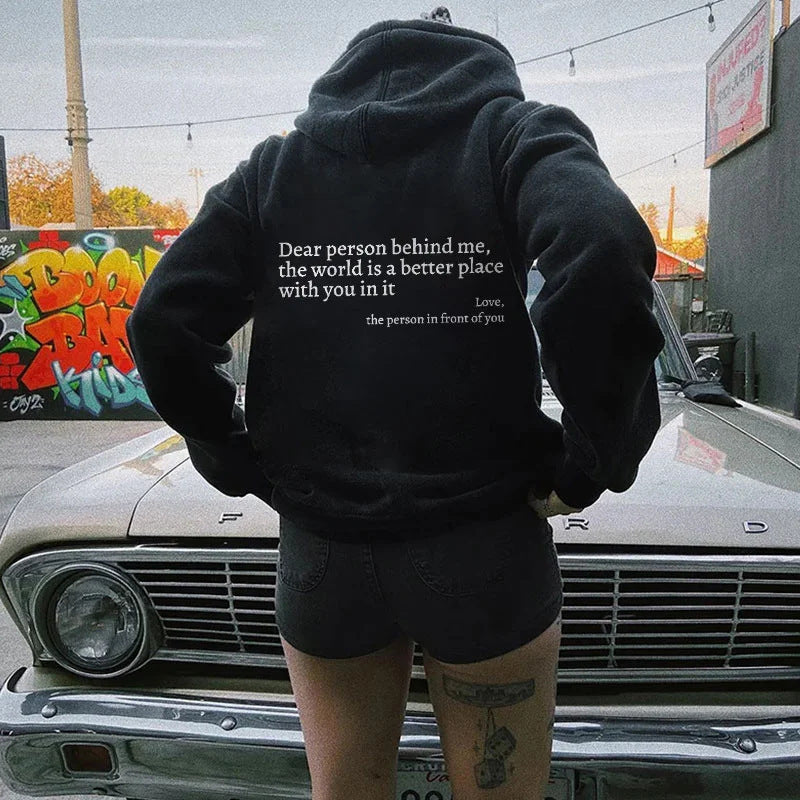 Kangaroo Pocket Drawstring Printed Hoodie - Outfit Emporium