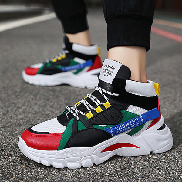 Men's Lace-up Color-matching Sneakers - Outfit Emporium
