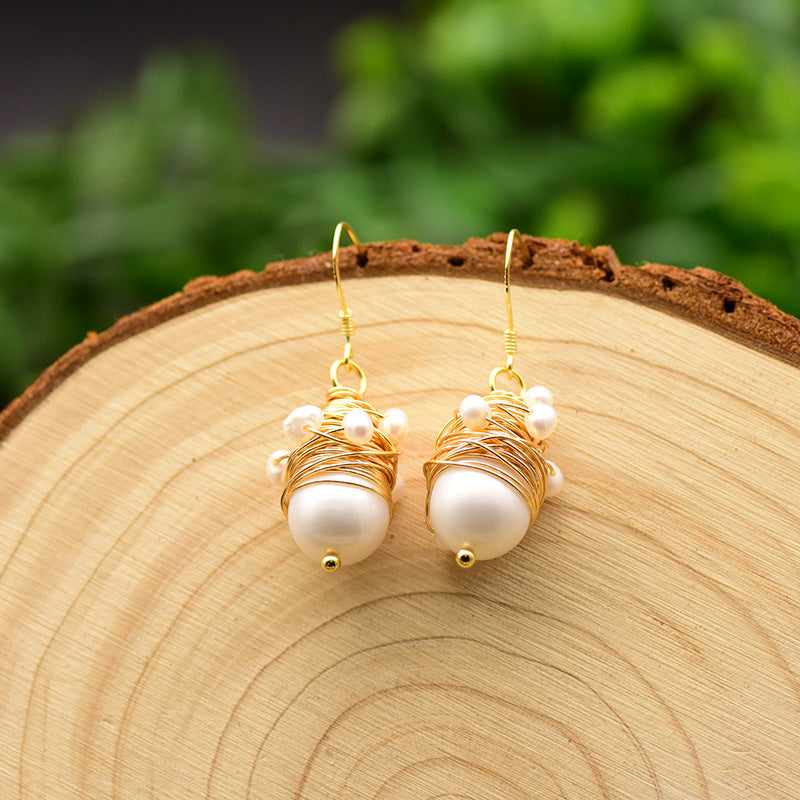 Women's Rice Bead Winding Earrings,