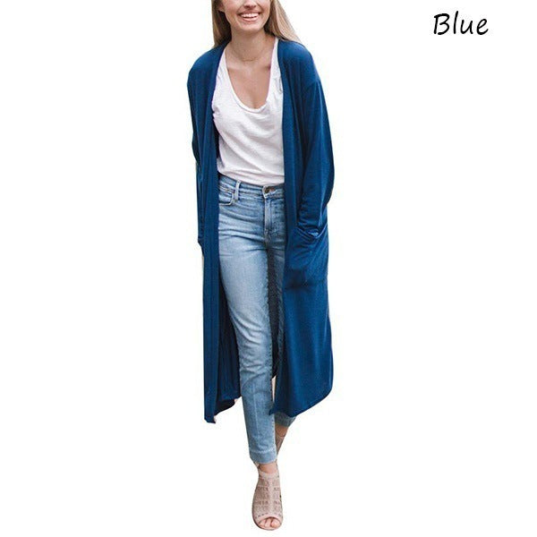 Women's Cardigan Simple Long Sleeve Trench Coat - Outfit Emporium