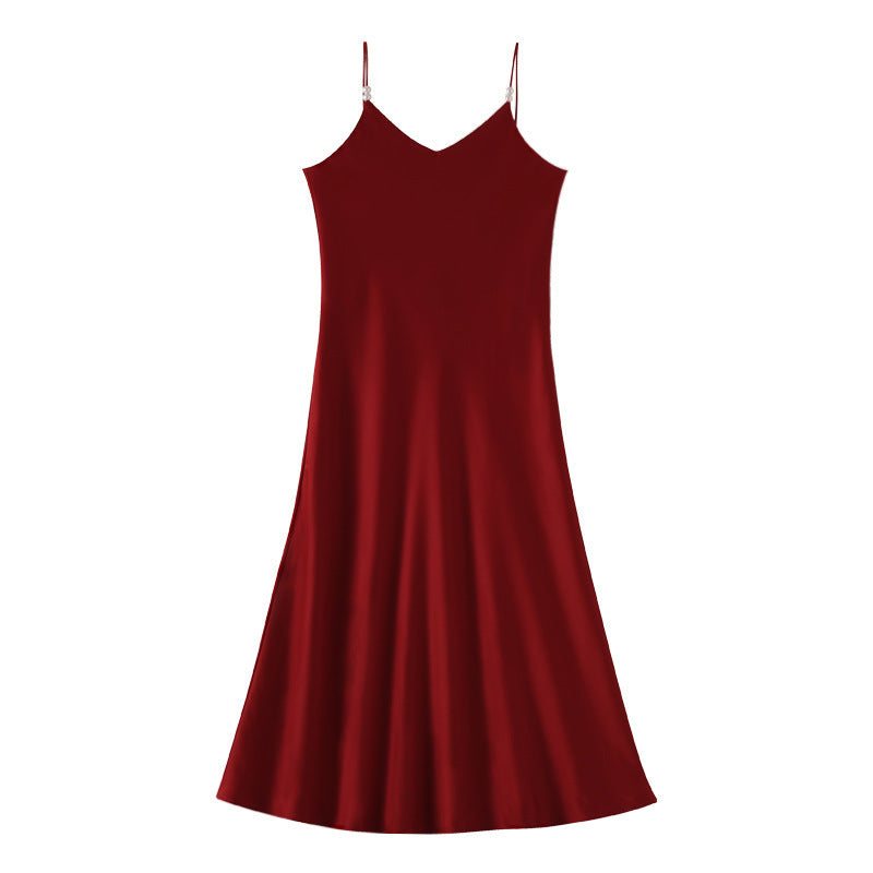Women's Spring And Summer New Silk Satin High-grade Suspenders Dress - Outfit Emporium
