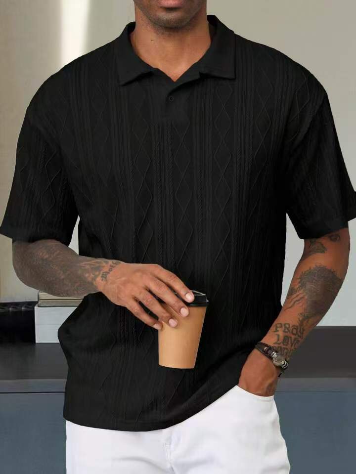 Breathable Short Sleeve Loose Texture Knitted