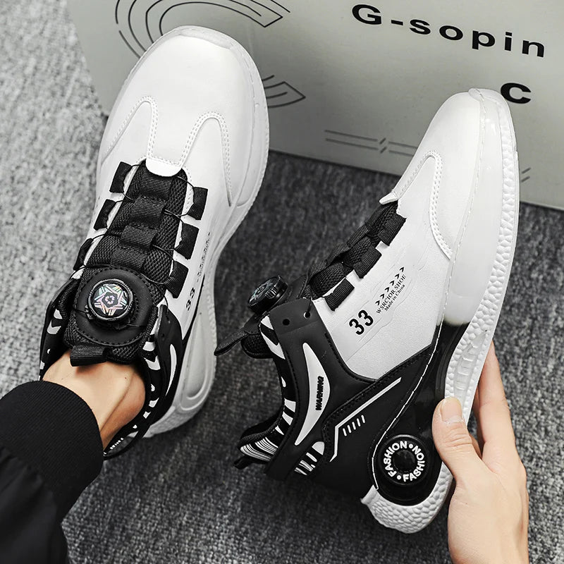 Men's Non Slip Lace up Sneakers with Rotating Buckle - Outfit Emporium