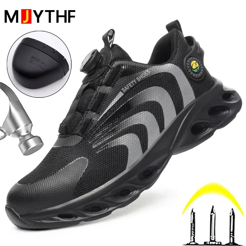 Protective Rotary Buckle Work Sneakers - Outfit Emporium