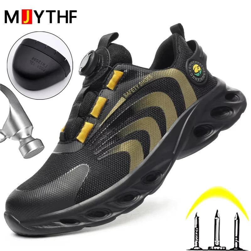 Protective Rotary Buckle Work Sneakers - Outfit Emporium
