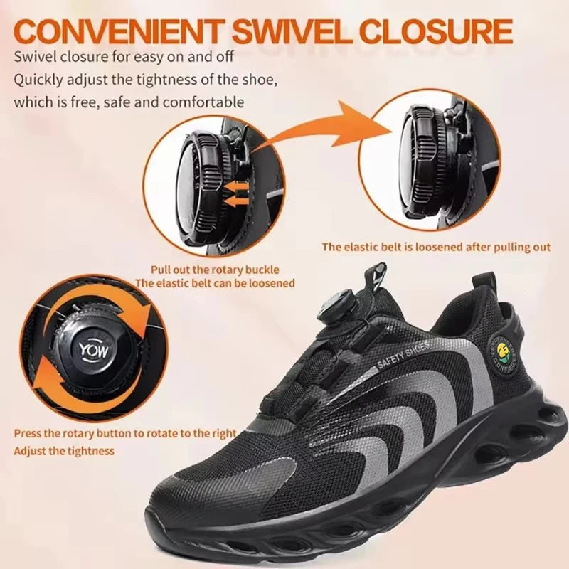 Protective Rotary Buckle Work Sneakers - Outfit Emporium