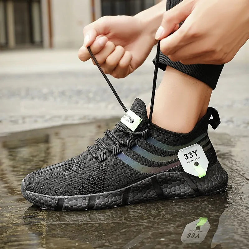 Men Casual Sport Shoes Breathable Lightweight Sneakers Outdoor Mesh Black Running Shoes Athletic Jogging Tenis Walking Shoes - Outfit Emporium