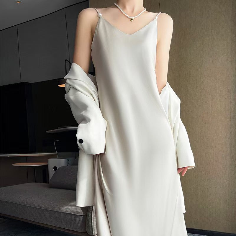 Women's Spring And Summer New Silk Satin High-grade Suspenders Dress - Outfit Emporium