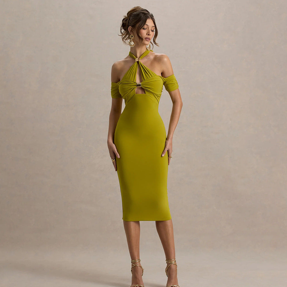 Women's Halter Slim Fit Dress Backless Sleeveless - Outfit Emporium