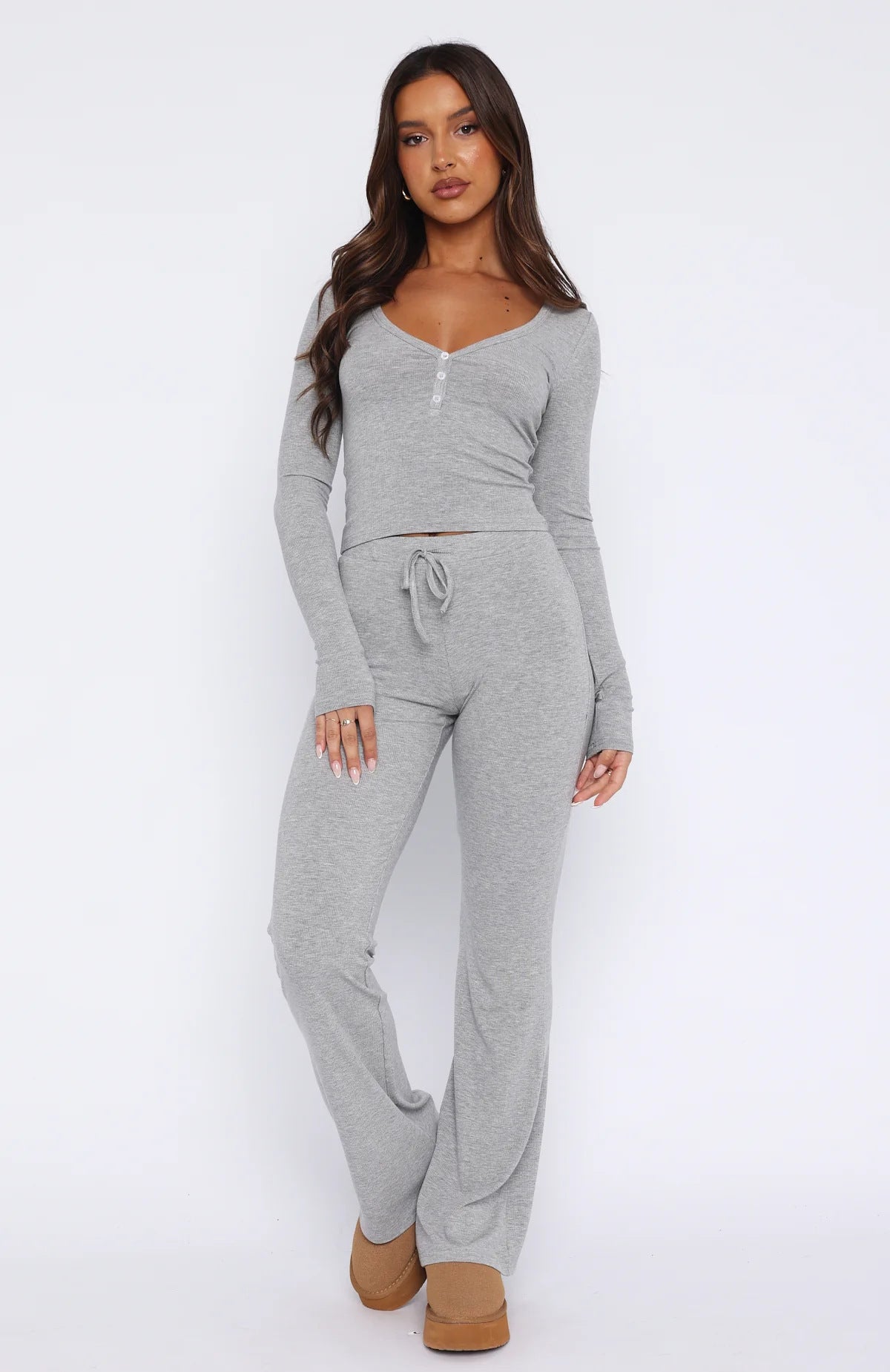 Women's Long Sleeve With Button Top And Trousers