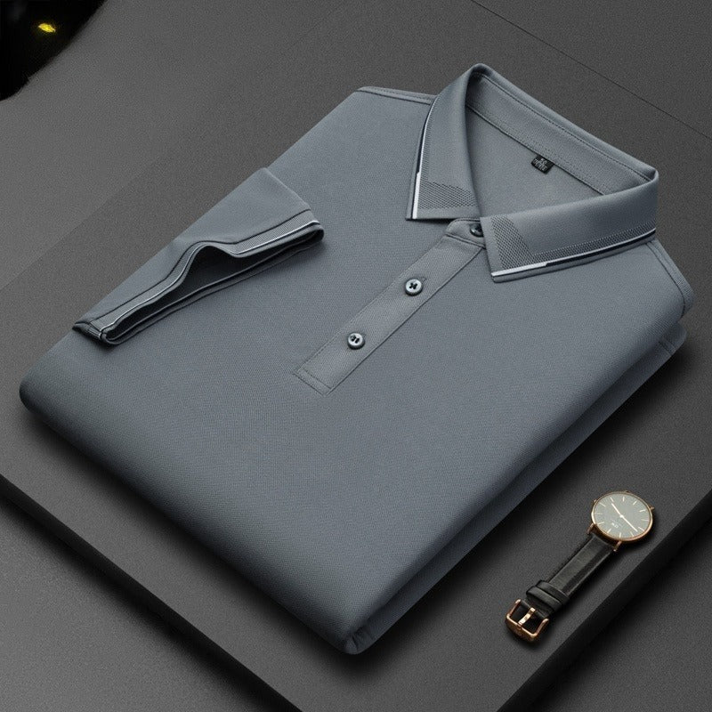 Light Business Silk Men's Short-sleeved T-shirt - Outfit Emporium