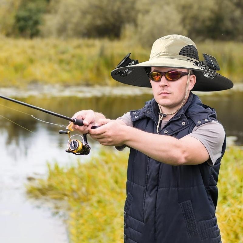 Dual Power Fan Outdoor Fan Solar Outdoor Fishing Cap
