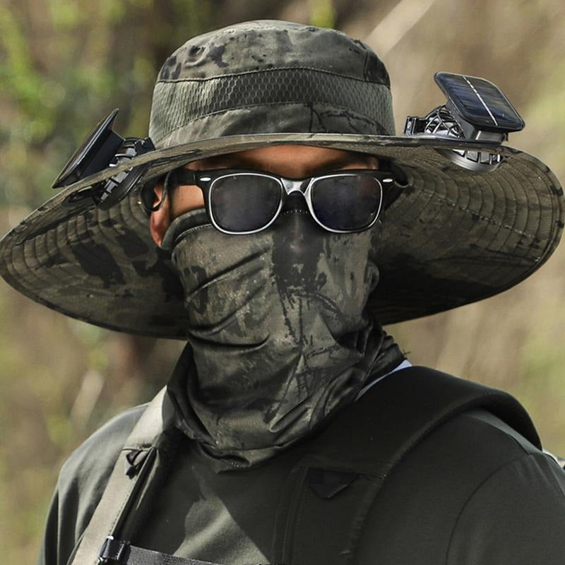 Dual Power Fan Outdoor Fan Solar Outdoor Fishing Cap