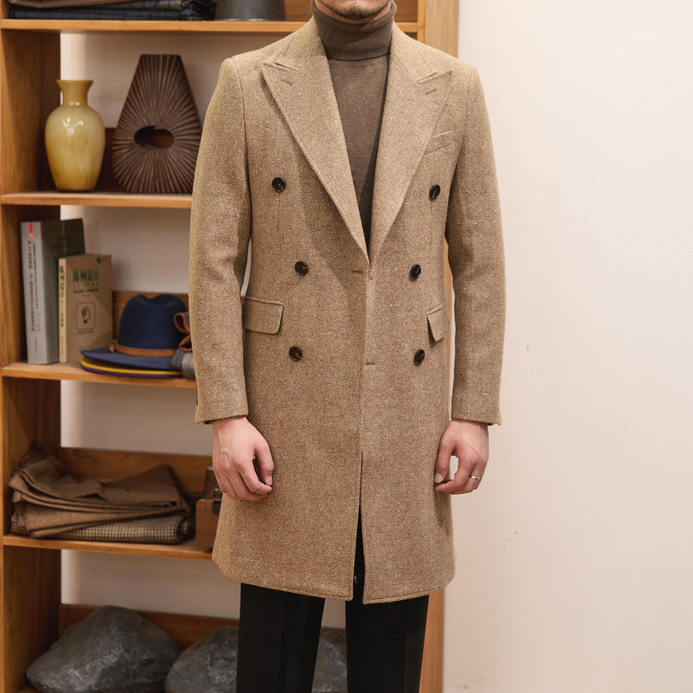 Brown Warm Wool Double Breasted Slim Jacket - Outfit Emporium