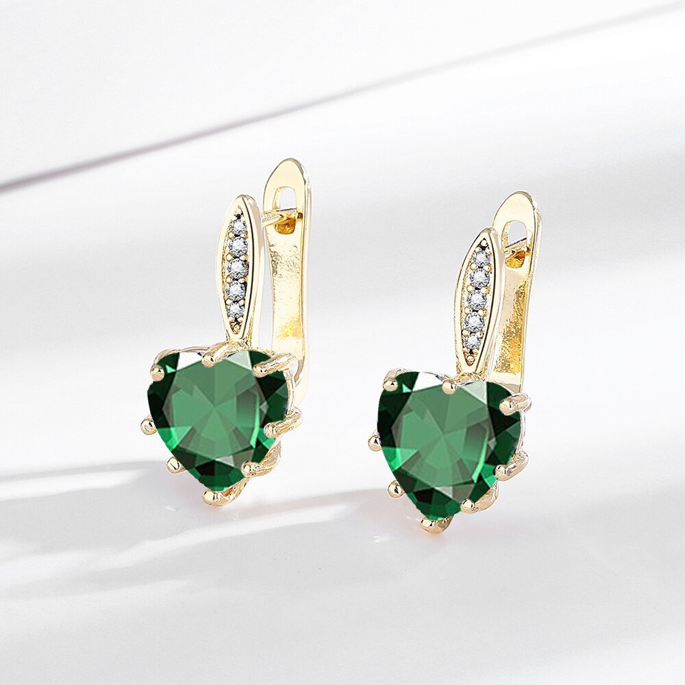 All-matching Fashion Multicolor Heart-shaped Zircon Earrings