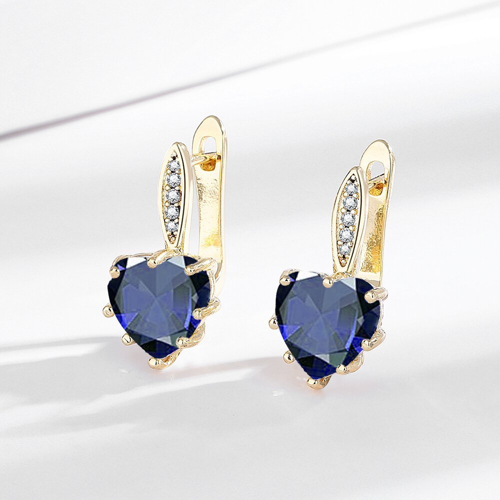 All-matching Fashion Multicolor Heart-shaped Zircon Earrings
