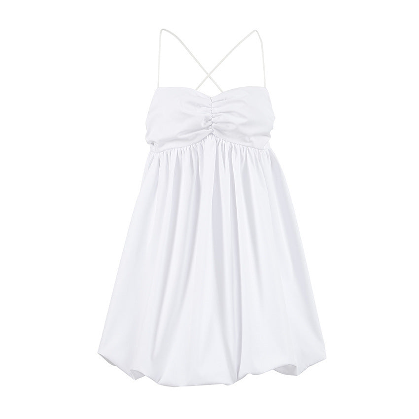 Women's Sexy Suspenders Puff Mini Dress - Outfit Emporium