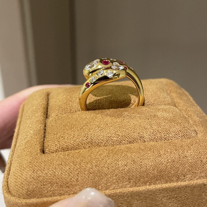 Zircon Two-tone Round Diamond Ring