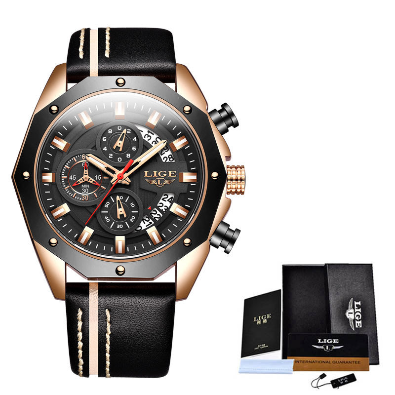 Lige Waterproof Chronograph Wristwatch - Outfit Emporium