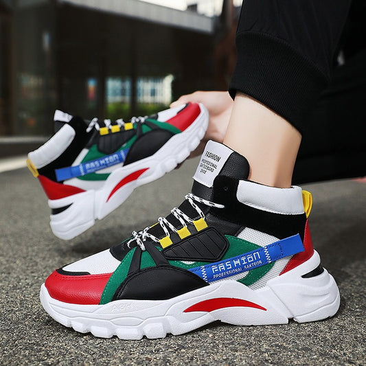 Men's Lace-up Color-matching Sneakers - Outfit Emporium