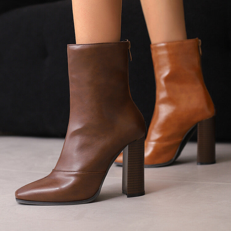 Women's Fleece-lined French Style Small Ankle Boots - Outfit Emporium