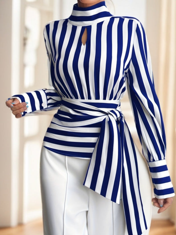 Ladies' Striped Long-sleeved Top - Outfit Emporium