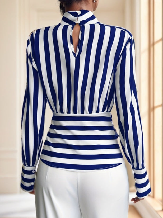Ladies' Striped Long-sleeved Top - Outfit Emporium