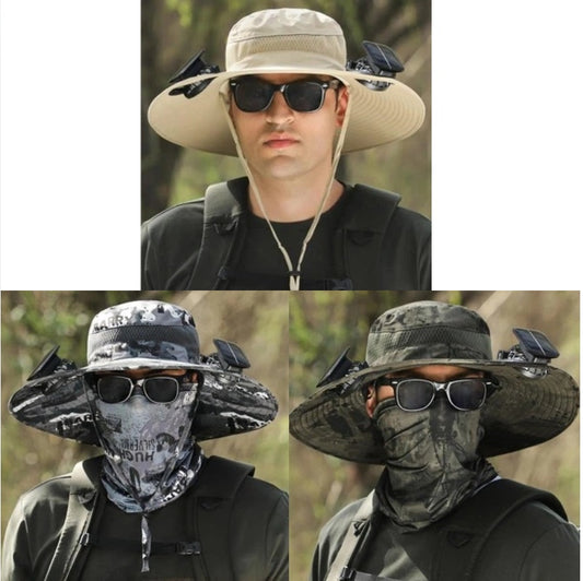 Dual Power Fan Outdoor Fan Solar Outdoor Fishing Cap