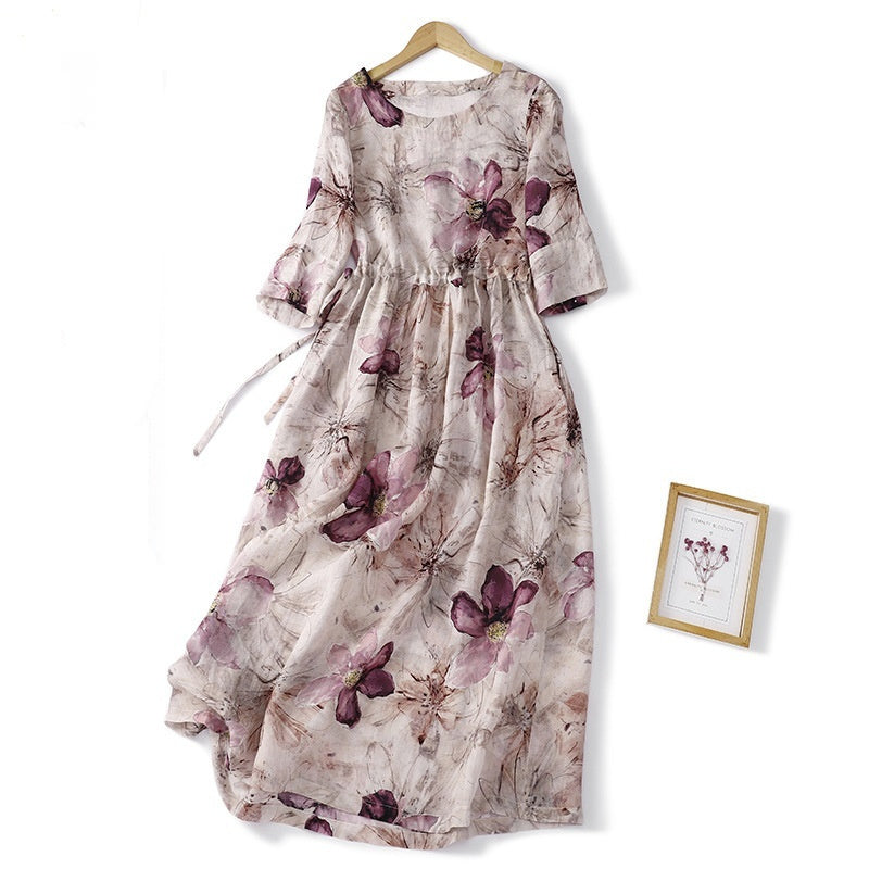 Women's Artistic Retro Half-length Sleeve Dress - Outfit Emporium