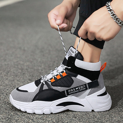 Men's Lace-up Color-matching Sneakers - Outfit Emporium