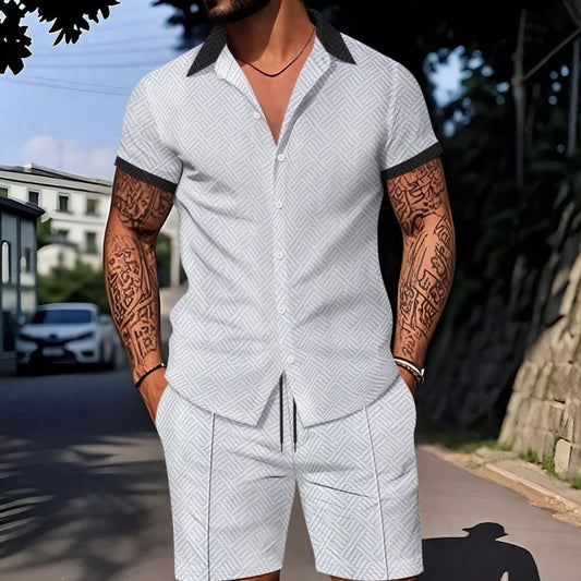 Men's Digital Printing Casual Short Sleeve Suit