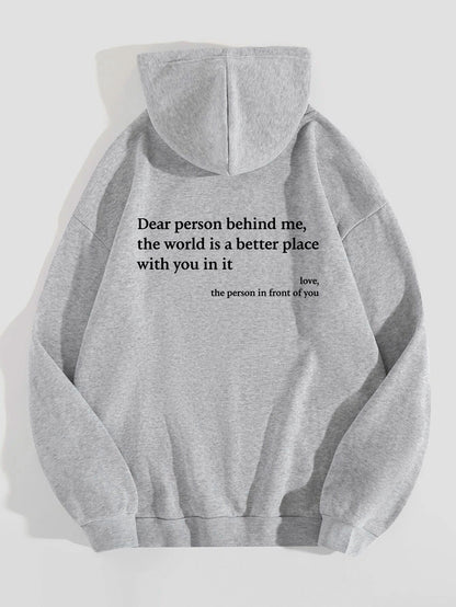 Kangaroo Pocket Drawstring Printed Hoodie - Outfit Emporium