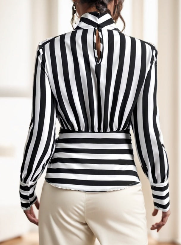 Ladies' Striped Long-sleeved Top - Outfit Emporium