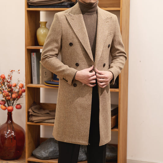 Brown Warm Wool Double Breasted Slim Jacket - Outfit Emporium