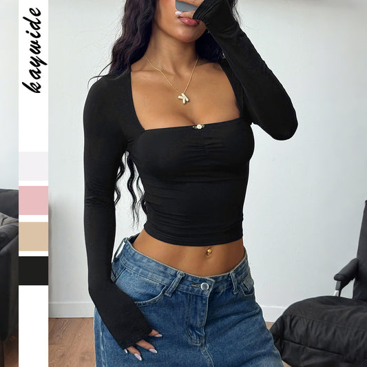 Women's Solid Color Long-sleeved Bottoming Shirt