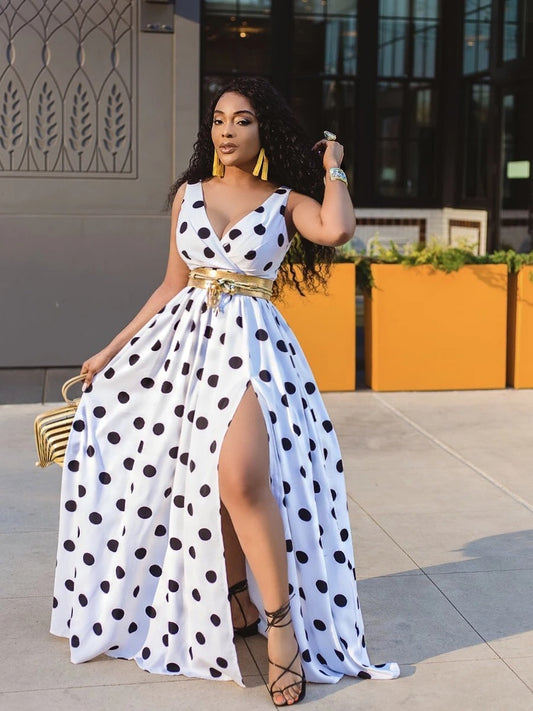 Women Party Ladies Belt Plus Size Forked Club Dresses